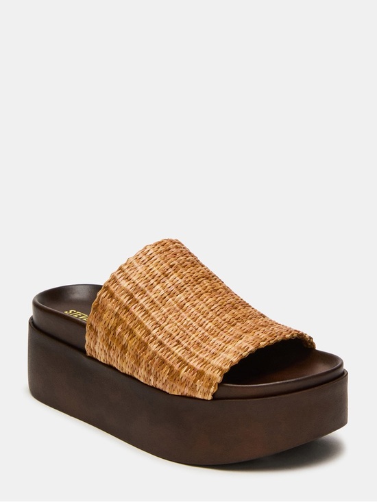 Steve Madden Shoes - Steve Madden Brown Woven Platform Slide Sandal
